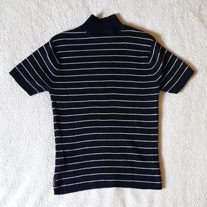 Liz Claiborne Lizsport petite navy white striped turtleneck top